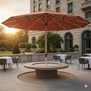 ร่มกันแดดอลูมิเนียมขนาดใหญ่พิเศษสำหรับใช้งานกลางแจ้ง เหมาะสำหรับโรงแรม สวนสาธารณะ และการใช้งานเชิงพาณิชย์ พร้อมฐานทรายและสีที่ปรับแต่งได้ - Product Image 1