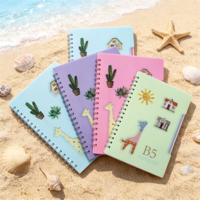 Carnet à spirale double en métal B5 Kawaii Cartoon, couverture en PP, 100 feuilles, bloc-notes ligné pour l'université, carnets à spirale lignés personnalisés