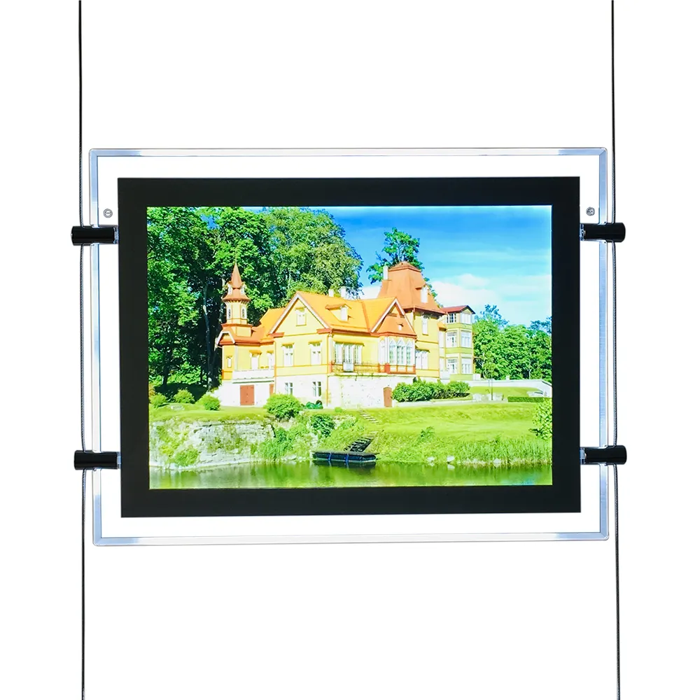 2024 elegante agência imobiliária sinal sistemas pendurados luz led publicidade photo frame painel A4