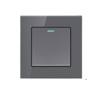 Stopkontak Dinding Grey Deluxe Glass English 13A dengan Pengisian Daya USB, Adaptor Perjalanan Universal dengan USB dan Tipe-C, Peralatan Listrik