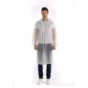 Semi-Transparent White Plastic EVA <strong>Raincoat</strong> Lightweight Breathable Reusable Waterproof Jacket for Outdoor Camping - Product Image 1