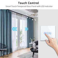 Panel de vidrio templado duradero SLS, interruptor de pared táctil inteligente, interruptor de rodillo de cortina Zigbee con conectividad WiFi de corriente máxima de 10A