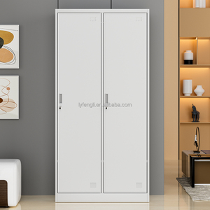 Modern 2-Door Metal <b>Wardrobe</b> Closet Customized Storage Cabinet with <b>Mirror</b> and Key Lock for Gym School or Hospital Locker Use - Product Image 2