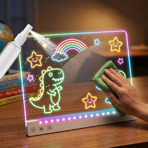 لوحة رسم مضيئة LED قابلة لإعادة الشحن مع إضاءة ليلية محيطة تعمل باللمس بألوان RGB للأطفال، مصنوعة من الأكريليك مع أقلام - Product Image 2