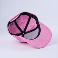 Gorras de Béisbol Rosadas con Logotipo Personalizado Bordado OEM, Gorras Deportivas Unisex de Corduroy con Visera Curva y Cierre a Presión