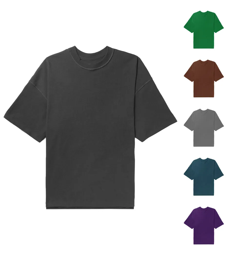 Oversized Cotton Jersey T-Shirt Charcoal Ribbed Crew Neck 100% Cotton Custom Black Mens Short Sleeve Tee