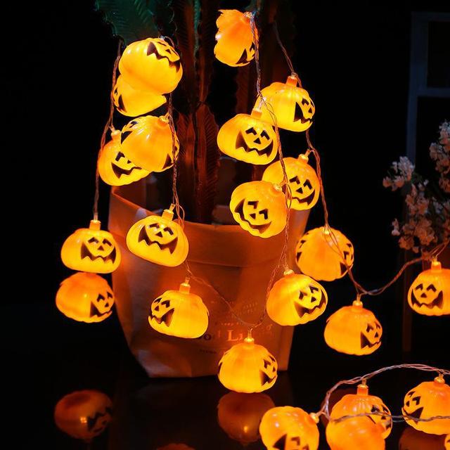 Halloween LED String Lights - Pumpkin, Spider, and Bat Shaped Small Lights, Home Indoor Halloween Party Haunted House Decoration