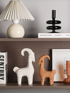 <span class=keywords><strong>D</strong></span>écoration artisanale silencieuse en céramique douce, style Wabi-sabi, motif deux chèvres, haute qualité, pour salon et bureau - Product Image 5