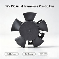Ventilateur axial sans cadre en plastique 12V DC OEM ODM 35x35x10mm avec roulement à billes pour mini projecteur
