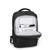 Sac à dos pour ordinateur portable étudiant, tendance et durable, en tissu Oxford noir imperméable, avec port USB et sangle à coussin d'air, unisexe - Grande Vente