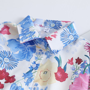 Lente dames lange mouw chiffon tops slanke dames print tops shirt dames blouse met wijde mouwen en bloemenprint ontwerp - Product Image 6