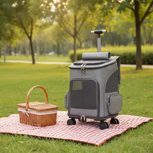 Onaylı Ekstra Küçük Büyük Boy Bebek Arabası Tipi Tekerlekli Kedi Köpek Lüks Klasik Tasarım Evcil Hayvan Taşıma Çantası Sırt Çantası Katlanabilir Taşınabilir - Product Image 2