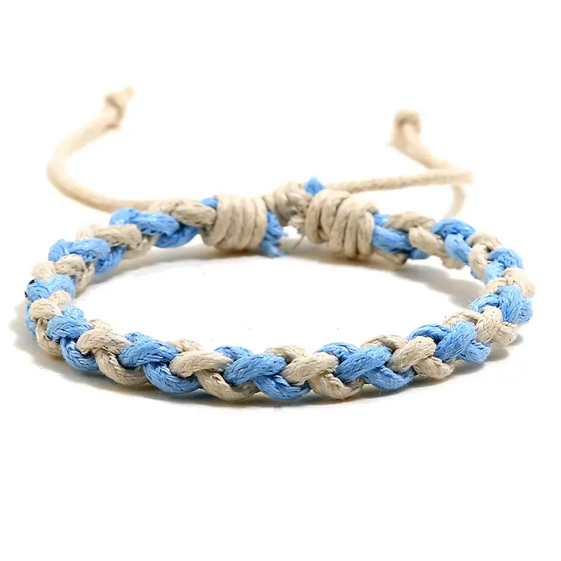 Hot selling Color cotton linen ethnic style hand-woven minimalism fashion bracelet