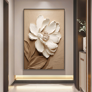 Custom Cream Flower Canvas Prints <b>Wall</b> Art Decor Painting Modern Luxury Floral Living Room <b>Framed</b> Canvas Painting - Product Image 1