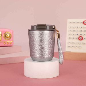 Stainless Steel Tumbler With Rope Modern Design Vacuum Insulated Travel <b>Cup</b> Round Shape For All Users - Product Image 6