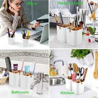 Support de rangement pour brosses à dents et stylos en bambou, écologique, biodégradable, sans plastique, anti-moisissure, pour salle de bain et bureau