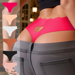 Culotte string femme à découpe cœur en V, taille basse, coupe haute, sans couture, antibactérienne, en nylon et élasthanne, pour usage quotidien, OEM - Product Image 1