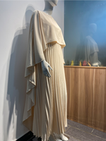 Bata de Ramadán Eid elegante de Dubái para mujer y niña, Jersey plisado de satén, vestido de capa, Abaya de Color sólido
