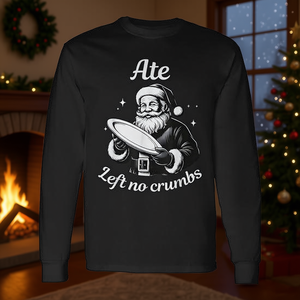 Camiseta de manga larga con meme navideño de Papá Noel que comió sin dejar restos - Product Image 3