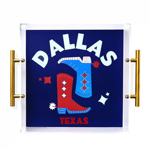 Bespoke Acrylic phục vụ khay với hình ảnh nghệ thuật lucite bàn tổ chức khay với khung ảnh chèn cho tổ chức ngăn kéo lưu trữ - Product Image 3