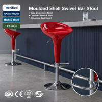 Tabouret de bar pivotant rouge brillant, hauteur réglable de 60 à 80 cm, sans dossier, avec base en métal chromé et repose-pieds