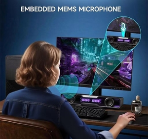 2025ใหม่ลำโพงคอมพิวเตอร์พื้นผิวกระจกซาวด์บาร์ USB <span class=keywords><strong>ซับ</strong></span>วูฟเฟอร์5.4พร้อมไมโครโฟนไฟ RGB ในตัวสำหรับแล็ปท็อปพีซี - Product Image 4