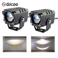 Phare avant LED GICOO pour moto et VTT, yeux de démon, 6000K, projecteur antibrouillard, étanche IP68, 90W, projecteur auxiliaire pour
