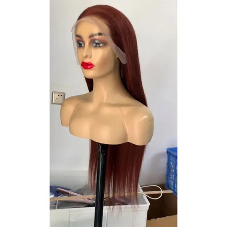 Peru full size patchwork color bone straight tube pre plush Hd transparent 360 full lace front human hair wig suitable for black