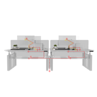 Bureau debout moderne à 2 places, moteur double, cadre de table convertible extensible à hauteur réglable en 3 étapes