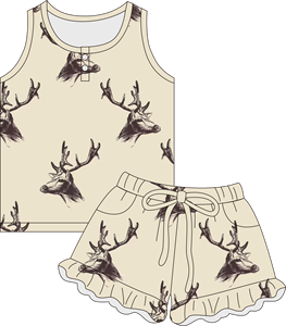 Pijamas de Verano para Bebés de Alta Calidad con Estampado Personalizado, Conjunto de 2 Piezas con Top con Volantes y <span class=keywords><strong>Tirantes</strong></span> para Niñas, Ropa de Dormir de Verano - Product Image 6