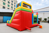 Château Gonflable Coloré avec Double Toboggan, Structure Gonflable Commerciale pour Parc d'Attractions et Carnaval en Plein Air