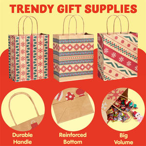 Bolsas de regalo de papel de Navidad Embalaje con asa para bolsas de regalo de papel de vacaciones, bolsas de regalos de Navidad - Product Image 3