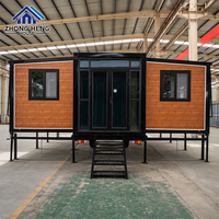 Maison conteneur de luxe extensible ZHONG HENG 20ft 40ft, 2-3 chambres, cuisine et salle de bain modulaires pliables, entrepôt, villa