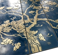Décoration murale en cuir 3D avec motif floral en relief, 4 pièces/ensemble, décoration murale en cuir