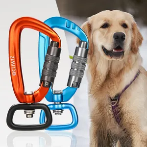 JRSGS Self Swivel Rock Climbing Carabiner Aviation Aluminum Dog Hook Leash Carabiners Auto Locking Swivel Snap Hook