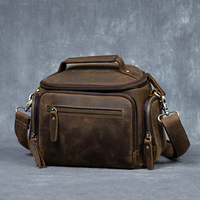Sac de poitrine/épaule/messager vintage personnalisé en cuir véritable pour homme, fermeture éclair étanche, grande capacité, durable