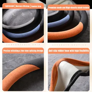 Funda de <span class=keywords><strong>Volante</strong></span> Universal Premium de Gamuza en Forma de D de 15 Pulgadas/38 cm con Forro de Goma Antideslizante, Compatible con la Mayoría de los Volantes Estándar - Product Image 5