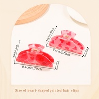 Cadeau de la Saint-Valentin pour femmes, pinces à cheveux grandes en PVC imprimées avec des cœurs roses, design personnalisable, 9,4 cm, pour un usage quotidien