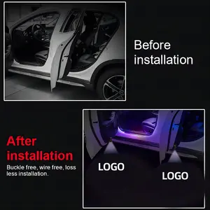 Logotipo personalizado de fábrica, luz de bienvenida inalámbrica, luz de proyector LED HD para puerta de coche, luz de logotipo para puerta de coche