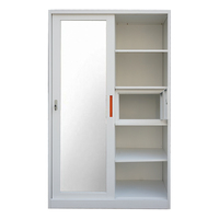 Meubles de chambre à coucher durables armoire en fer métallique ouverte à deux portes Almirah avec porte miroir armoire de rangement pour vêtements