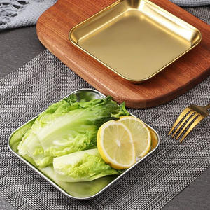 Plato cuadrado de acero inoxidable 304, bandeja de metal coreana, puede <span class=keywords><strong>poner</strong></span> postre, verduras y frutas, Plato cuadrado de restaurante - Product Image 4