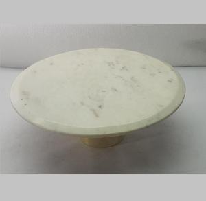 White Marble <b>Stone</b> Single Tier Dessert Stand / Cake Platter - Product Image 2