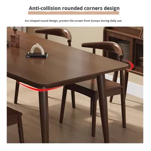 In legno massello eco-friendly 6 posti tavolo da pranzo Set di Design moderno forma rettangolare colore <span class=keywords><strong>noce</strong></span> per Hotel e mobili per la casa - Product Image 3