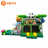 Château gonflable personnalisé Ceyu pour fête d'anniversaire sur le thème de la jungle, aire de jeux extérieure avec toboggan pour enfants