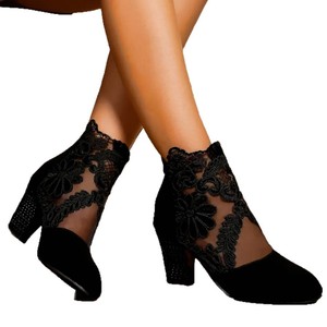 Botas Femininas de Salto Alto em Renda Vintage Outono 2025 Novas <span class=keywords><strong>para</strong></span> Comércio Exterior Tamanhos Grandes Botas Curtas Estilo Europeu Americano - Product Image 6