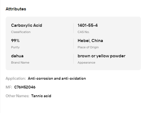 Poudre d'extrait d'acide tannique naturel de qualité alimentaire, acide carboxylique, 99% haute teneur, additif cosmétique, matière première industrielle - Product Image 6