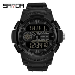 SANDA Fashion – montre numérique pour hommes, étanche aux chocs, double montre-bracelet LED, réveil, réveil, horloge Cool, 6002 - Product Image 1