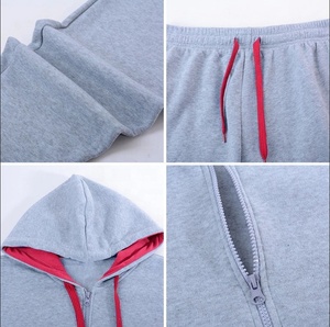 ชุดกีฬาผ้าคอตตอนขนแกะมีฮู้ดสำหรับผู้ชายชุดวอร์ม2ชิ้นแบบลำลองสำหรับฤดูหนาวโลโก้ออกแบบได้ตามต้องการ - Product Image 2