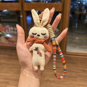 Llavero de conejo 3D de tela ecológica, suave, hecho a mano, colorido, con diseño de animal de dibujos animados, colgante para bolso, correa para teléfono y bufanda, para niños - Product Image 2