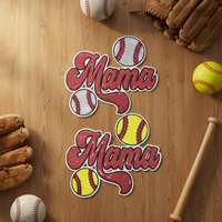 Patch brodé thermocollant à paillettes rouges 'Mama' pour baseball et softball, pour chemise de jour de match, cadeau pour maman, décoration sportive, DIY